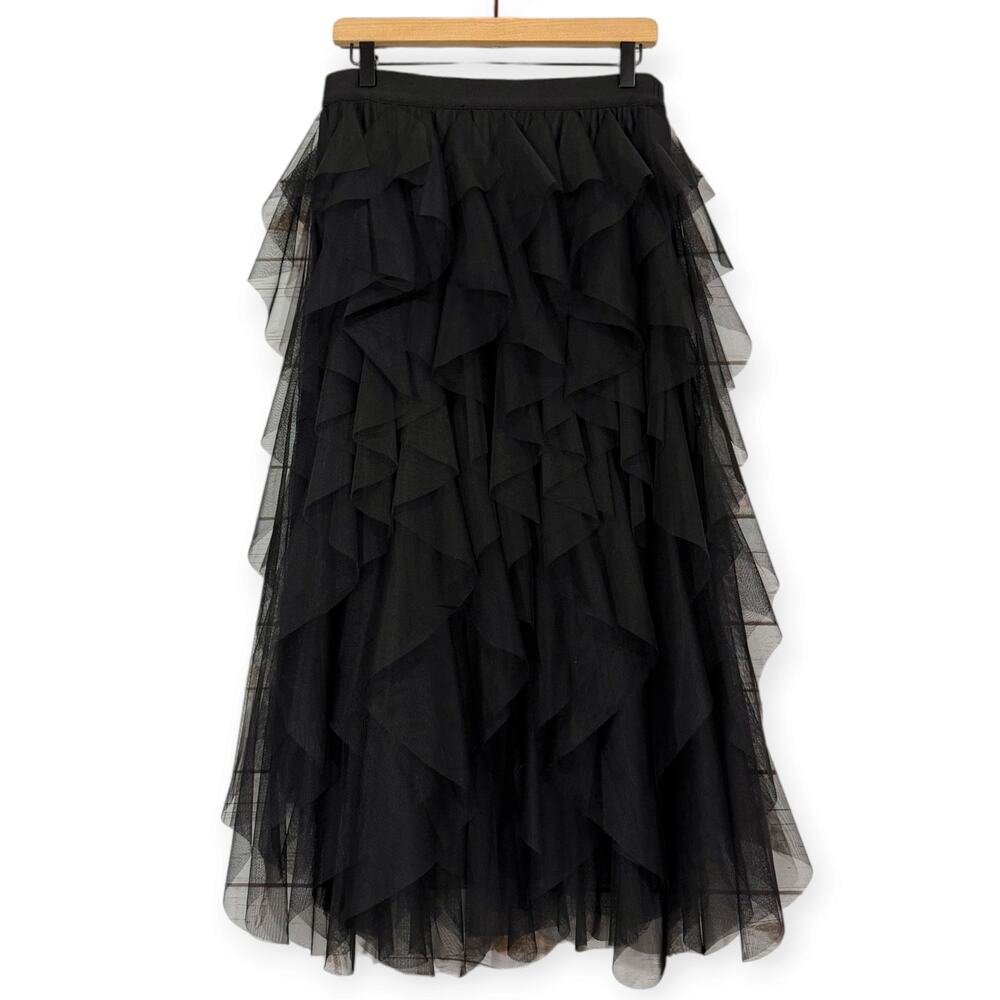 NWT Chelsea & Violet Asta Tulle Midi Skirt - Black - Medium - Picture 3 of 8